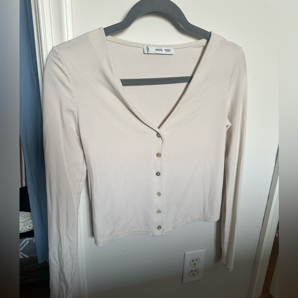 Mango Off-White Button-Down Women's Shirt